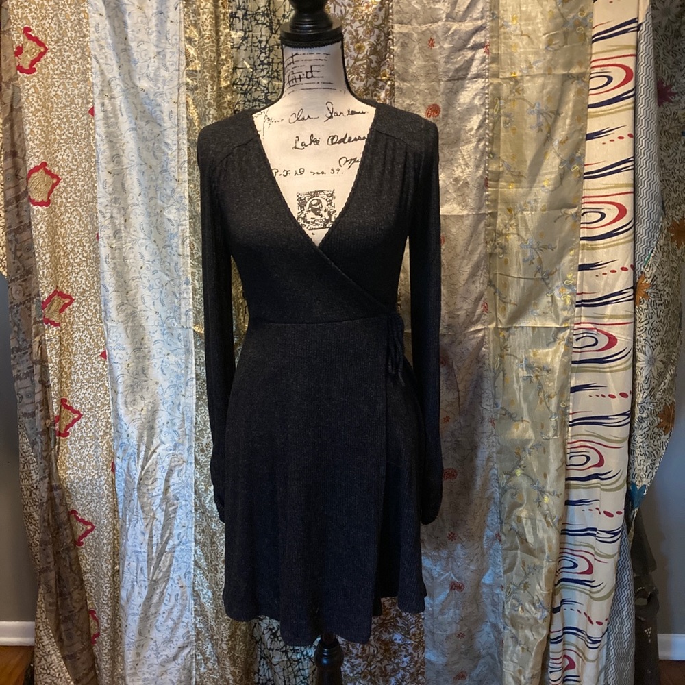 Feaux-Wrap Knit Dress
